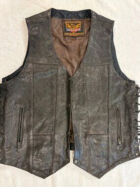 Milwaukee Leather Men's Leather Motorcycle Vest Brown/Black Size 44